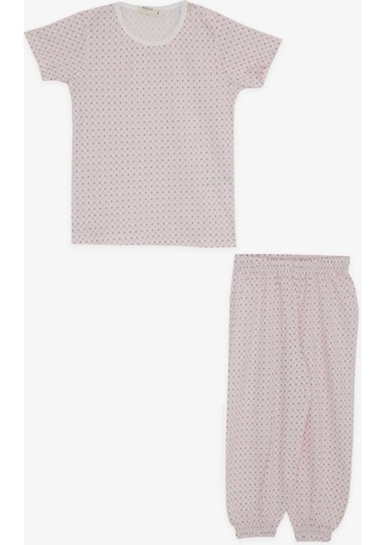 Kız Bebek Kısa Kollu Pijama Takımı Desenli 9 Ay-3 Yaş, Pembe