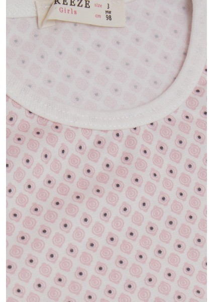 Kız Bebek Kısa Kollu Pijama Takımı Desenli 9 Ay-3 Yaş, Pembe