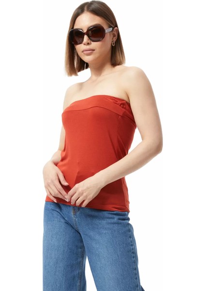 Straplez Bluz Tarçın - 0015.138