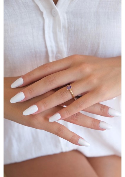 Güzide 14 Ayar Altın Mor Taşlı Yüzük modelleri