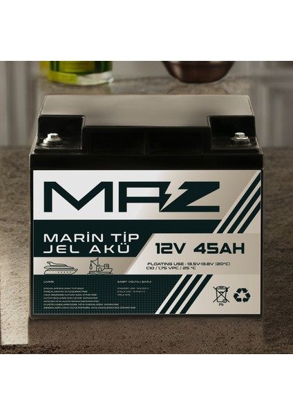 12 Volt 45 Amper (Ah) Marin Jel VRLA Akü (Yat Tekne Akü) fiyatları