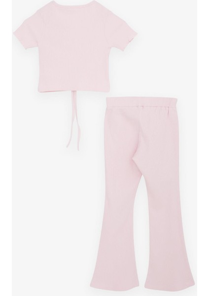 Kız Çocuk Ispanyol Paça Taytlı Crop Takım 5-10 Yaş, Pembe