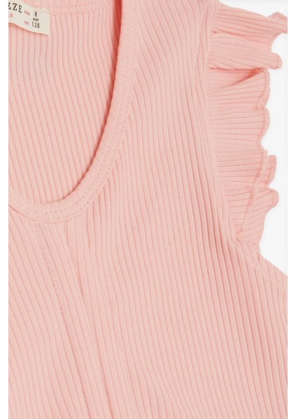 Kız Çocuk Crop Tişört Bağcıklı Fırfırlı 8-14 Yaş, Somon modelleri