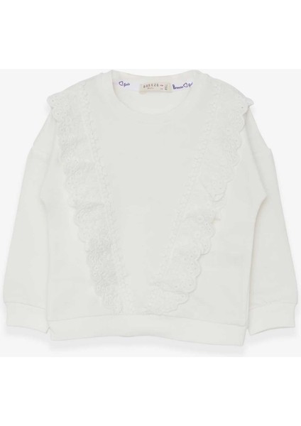 Kız Çocuk Sweatshirt Güpürlü 1.5-5 Yaş, Ekru