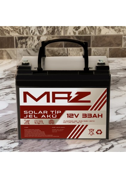 12 Volt 33 Amper (Ah) Solar Jel Akü (Güneş Paneli Akü) fiyatları