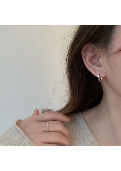 Gümüş Geometrik Tektaş Saplama Küpe, Moda Küpe (Yurt Dışından)