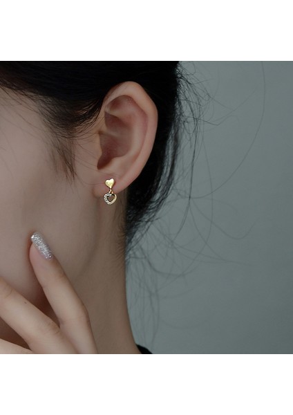 S925 Gümüş Kalp Şeklinde Küpe, Sade ve Çok Yönlü Gümüş Küpe (Yurt Dışından) modelleri