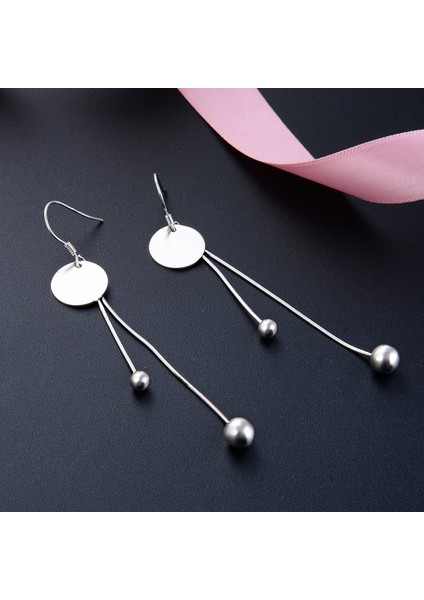 S925 Gümüş Moda Temperament Yuvarlak Boncuklu Püskül Küpe (Yurt Dışından)