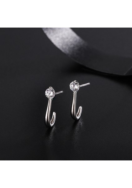 Gümüş Sade Kavisli Saplama Küpe, Bayan Küpe, Tatil Hediyesi (Yurt Dışından)