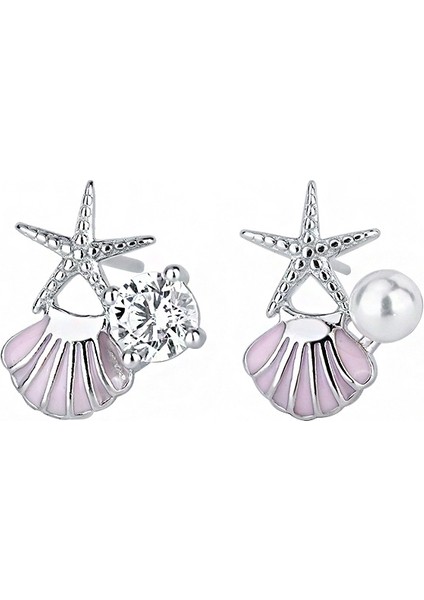 Gümüş Denizyıldızı Kabuğu Küpeler, Sade Set Zirkon Küpeler, Moda Küpeler (Yurt Dışından) fiyatları