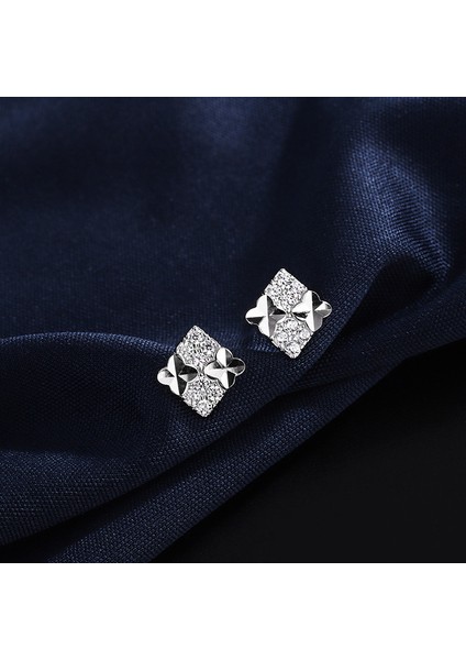 Gümüş Kare Saplama Küpeler, Premium Küpeler, Şık ve Çok Yönlü (Yurt Dışından)