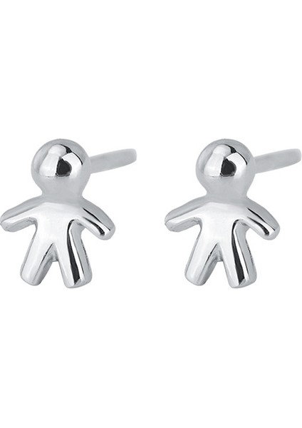 Gümüş Insan Şeklinde Saplama Küpe, Mini Küpe, Alerjik Olmayan (Yurt Dışından)