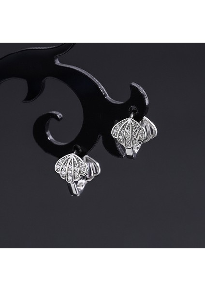 Kabuk Küpeler, Gümüş Basit Set Zirkonya Taraklı Kulak Klipsleri (Yurt Dışından)