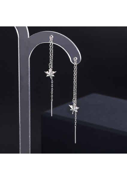 Gümüş Akçaağaç Kulak Telleri, Uzun Püskül Küpeler, Üstün Hisli Mizaç Küpeleri (Yurt Dışından)