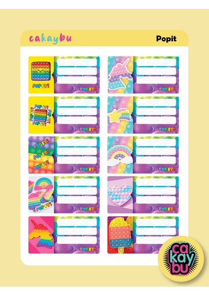 Popit Okul Defter Etiket Yapıştırma Sticker