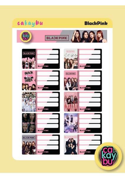 Black Pink Okul Defter Etiket Yapıştırma Sticker