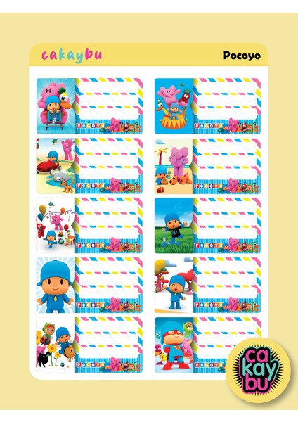 Pocoyo Okul Defter Etiket Yapıştırma Sticker