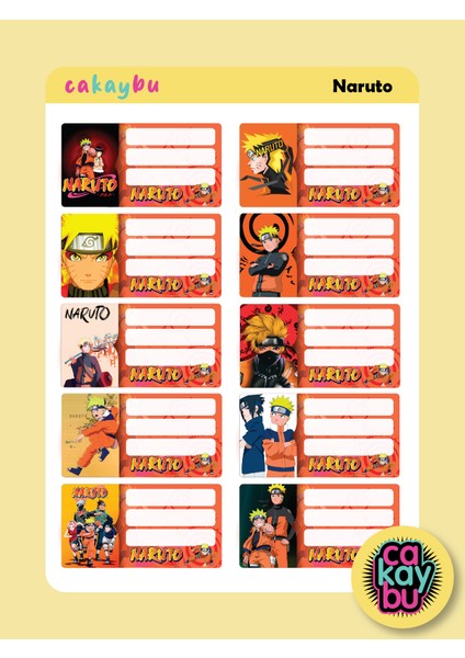 Naruto Okul Defter Etiket Yapıştırma Sticker