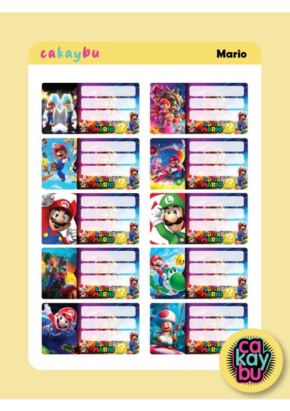 Mario Okul Defter Etiket Yapıştırma Sticker
