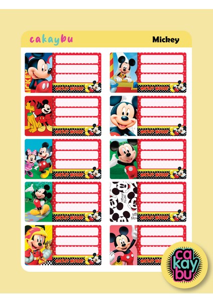 Mickey Okul Defter Etiket Yapıştırma Sticker