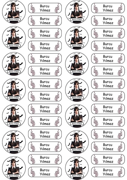 A4 4 Sayfa 1.sınıf Wednesday Addams Okul Defter Etiket Seti 111 Adet fiyatları