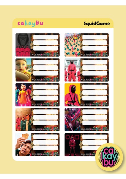 Squid Game Okul Defter Etiket Yapıştırma Sticker