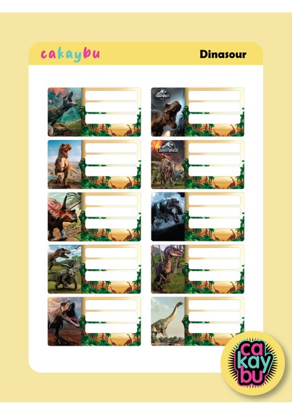 Dinazor Okul Defter Etiket Yapıştırma Sticker
