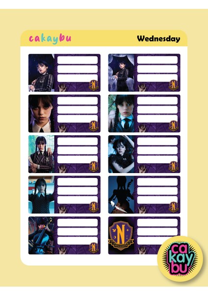 Wednesday Addams Okul Defter Etiket Yapıştırma Sticker