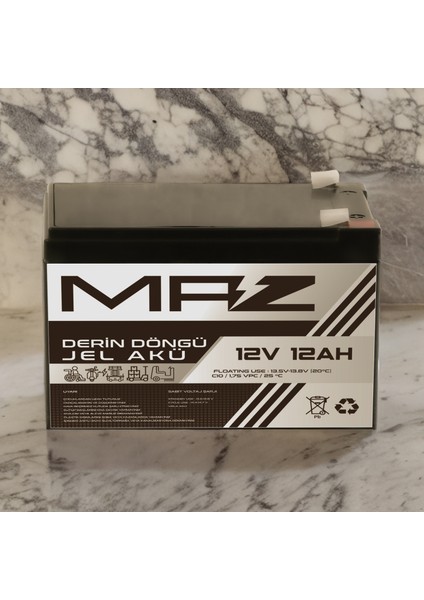 12 Volt 12 Amper Derin Döngü Jel Akü Max Performans