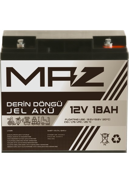 12 Volt 18 Amper Derin Döngü Jel Akü Max Performans