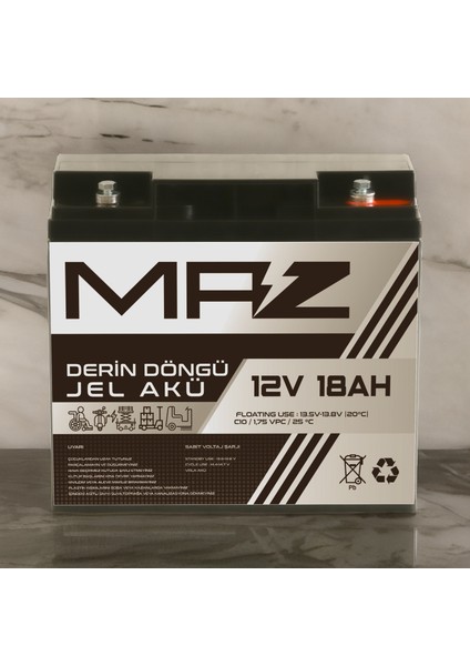 12 Volt 18 Amper Derin Döngü Jel Akü Max Performans