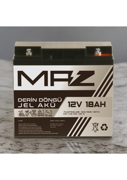 12 Volt 18 Amper Derin Döngü Jel Akü Max Performans