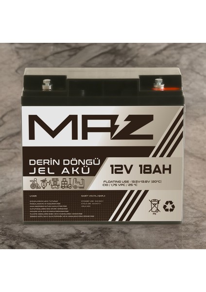 12 Volt 18 Amper Derin Döngü Jel Akü Max Performans