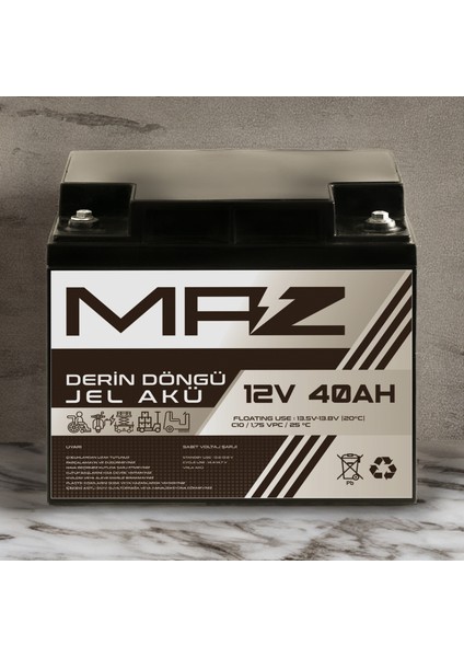 12 Volt 40 Amper Derin Döngü Jel Akü Max Performans