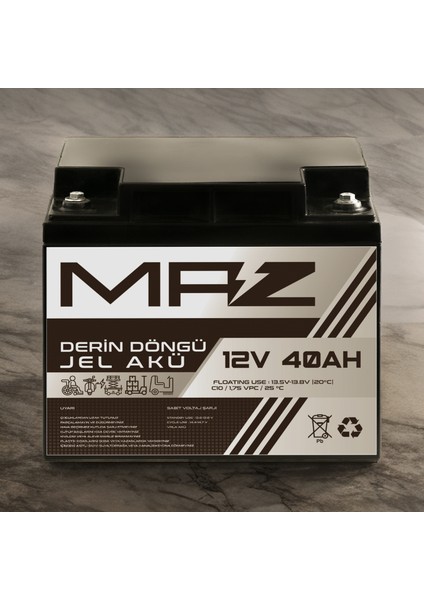 12 Volt 40 Amper Derin Döngü Jel Akü Max Performans