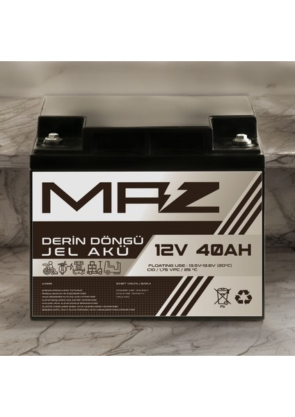 12 Volt 40 Amper Derin Döngü Jel Akü Max Performans