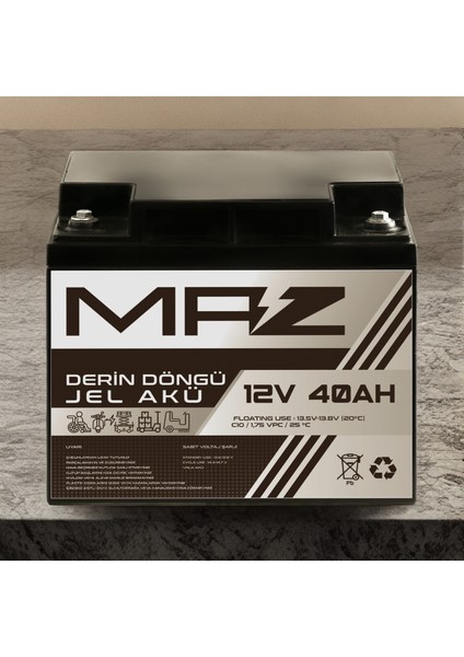 12 Volt 40 Amper Derin Döngü Jel Akü Max Performans