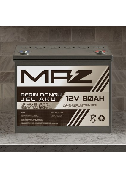 12 Volt 80 Amper Derin Döngü Jel Akü Max Performans