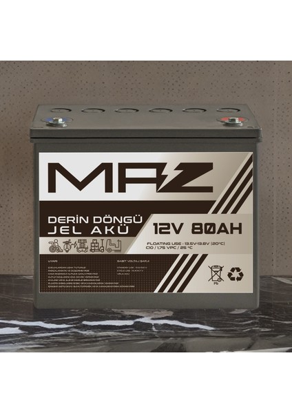 12 Volt 80 Amper Derin Döngü Jel Akü Max Performans