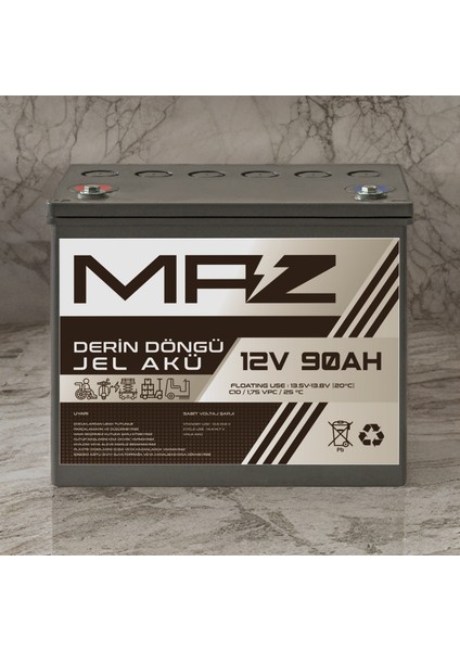 12 Volt 90 Amper Derin Döngü Jel Akü Max Performans