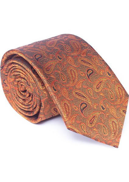 Jakarlı Polyester Kravat - Kahverengi (Yurt Dışından)