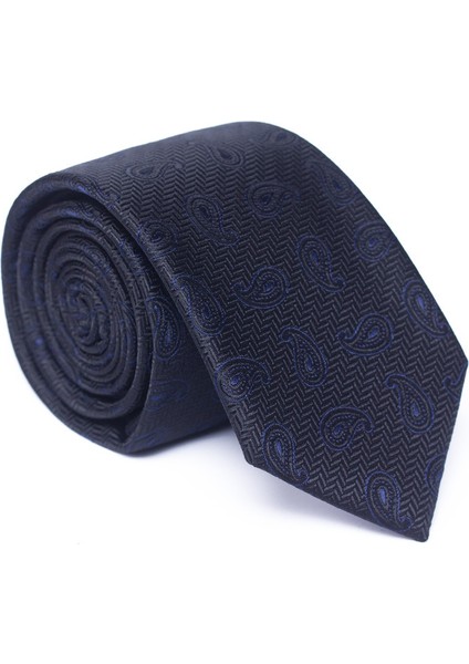 Jakarlı Polyester Kravat - Koyu Mavi (Yurt Dışından)