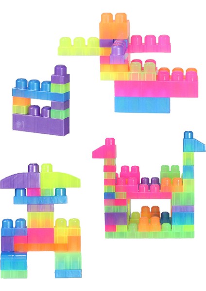 3059 Neon Renkler Mega Blok Seti 56 Parça Kovalı