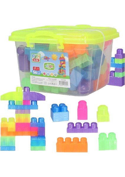 3059 Neon Renkler Mega Blok Seti 56 Parça Kovalı
