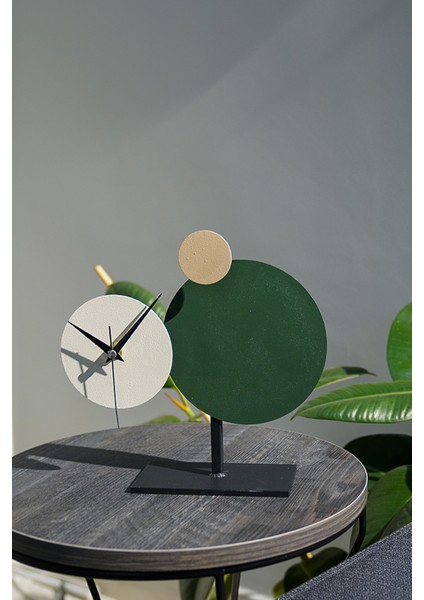 Muyika Pavimento Metal Masa Saati Yeşil-Krem-S.kahve 26X25CM