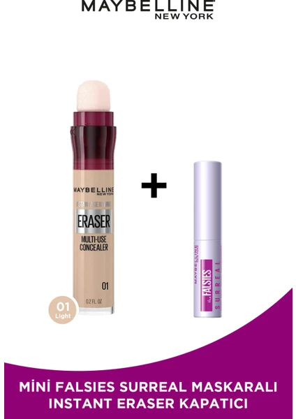 Maybelline New York Instant Anti Age Eraser Kapatıcı - 01 Light Mini Surreal Maskara Hediyeli