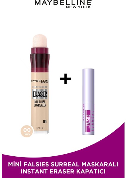 Maybelline New York Instant Anti Age Eraser Kapatıcı - 00 Ivory Mini Surreal Maskara Hediyeli