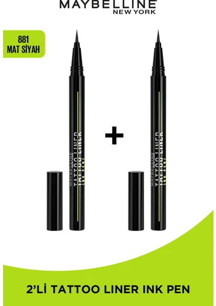 Maybelline New York 2'li Maybelline New York Tattoo Liner Ink Pen – 881 Mat Siyah Seti