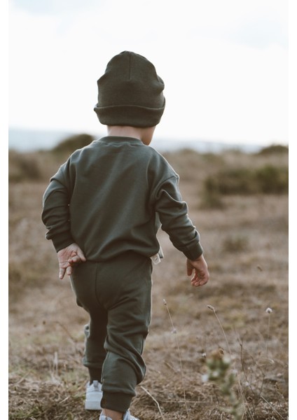 Haki Eşofman Takımı Erkek Çocuklar İçin Yumuşak Organik Pamuk 100% Rahat fiyatları