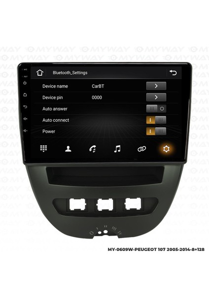 Peugeot 107 Android 12 Multimedya Carplay 4gb RAM+64GB HDD Navigasyon Ekran modelleri